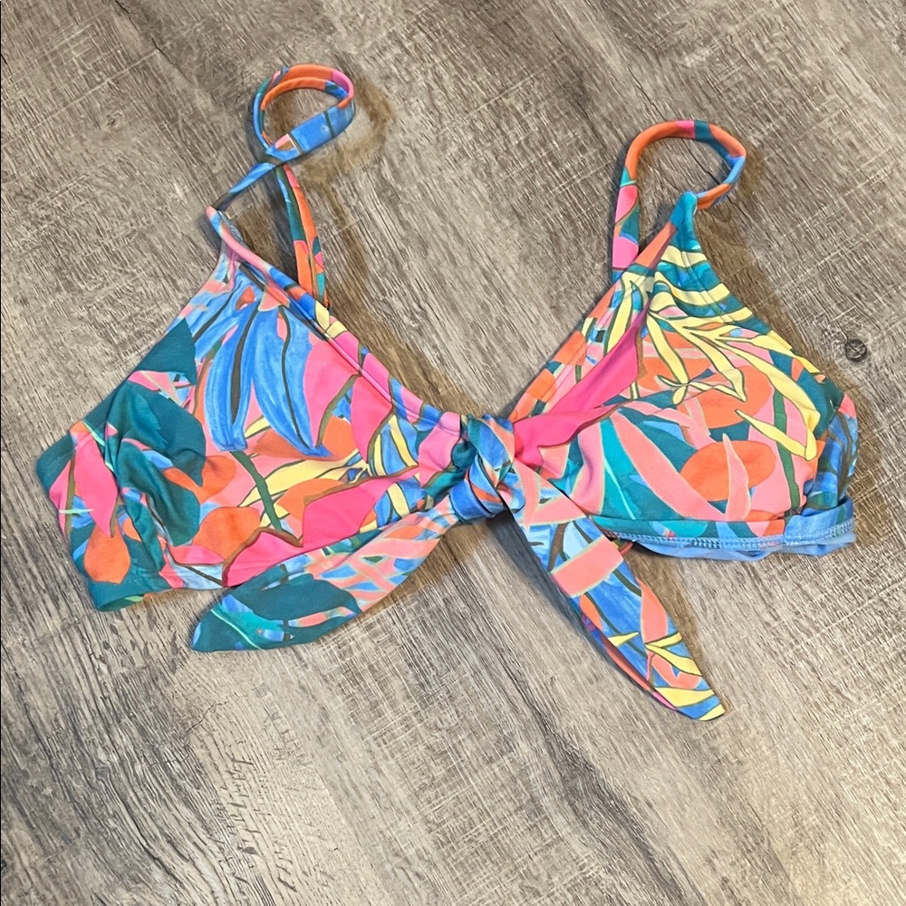 Kona Sol Blue and Multicolor Bikini Top